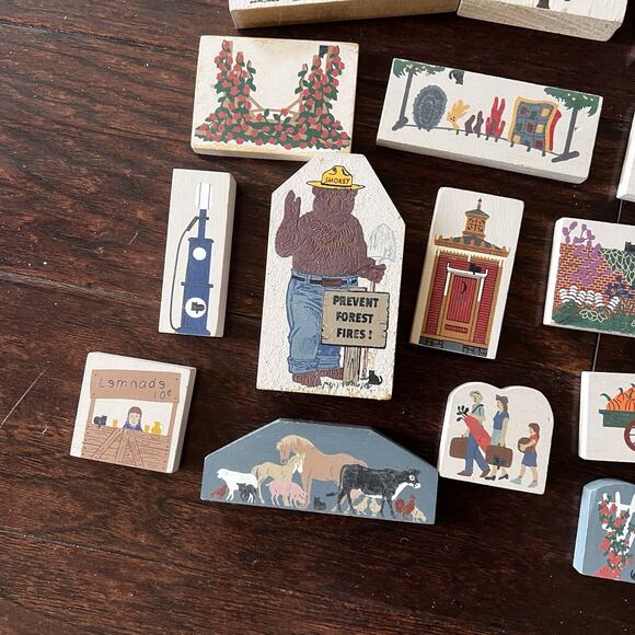 15 Pc The Cat’s Meow Village Wooden Houses 1994-1995 Accessories Collectibles - Picture 4 of 7